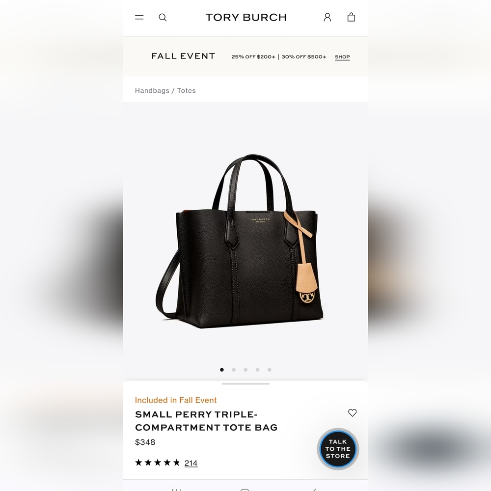 EUC Tory Burch Women's Perry Small Triple Compartment Tote black w red, leather - Picture 3 of 12